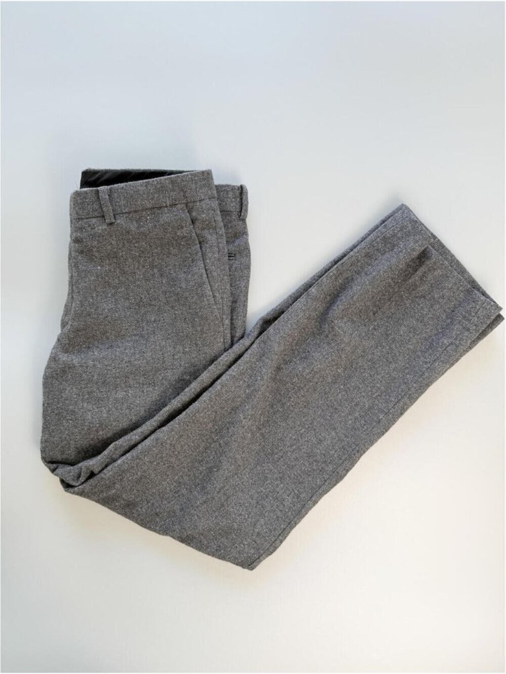 John Varvatos Wool Blend Trousers, Grey Dress‎ Pants, Tailored Straight Leg 34"